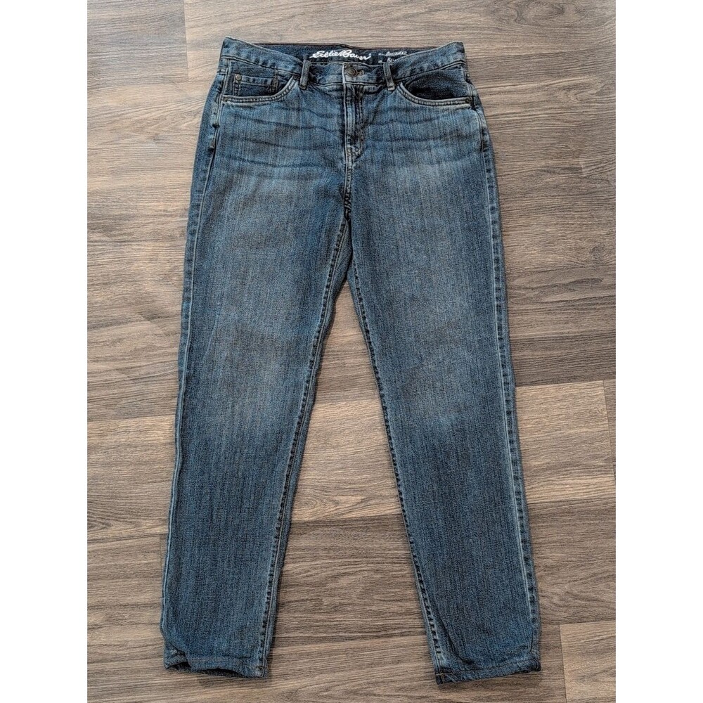 Eddie Bauer Women's Medium Wash Relaxed Leg Boyfriend Jeans With Lining